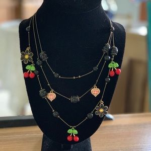 Betsy Johnson Cherries Necklace Layered